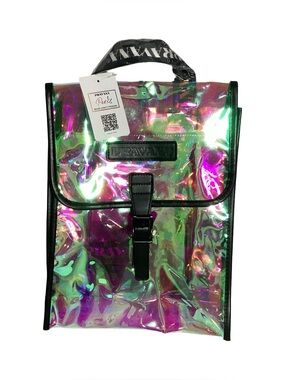 PRAVANA Iridescent Holographic Logo Backpack See Through Stadium Bag NEW